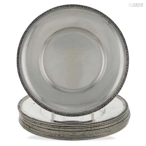 Set of 12 silver dessert plates Italy, 20th century