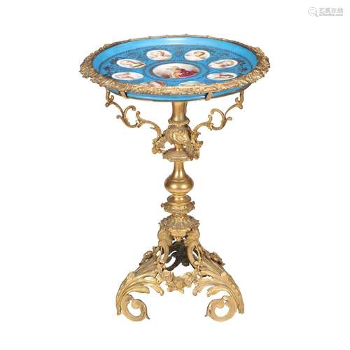 A French Sevres-style porcelain-mounted gilt-metal occasional table