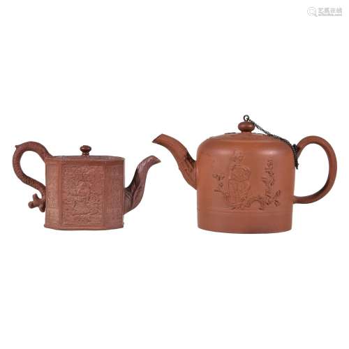 A Thomas Whieldon octagonal section red stoneware teapot and cover