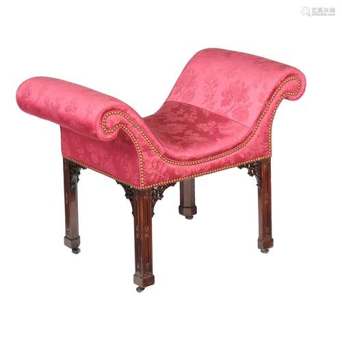 A George III mahogany and upholstered window seat