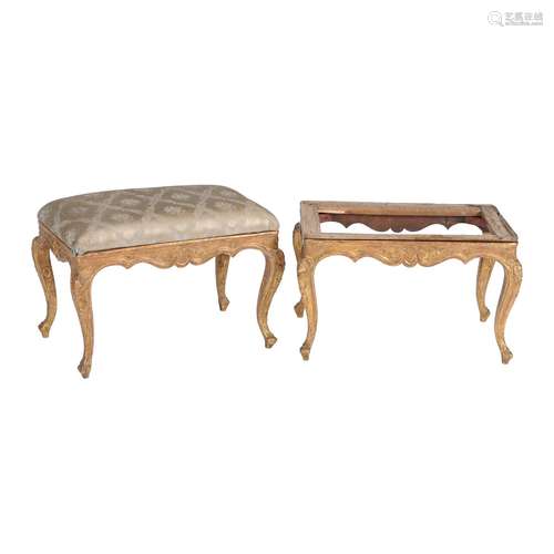 A pair of Italian giltwood stools