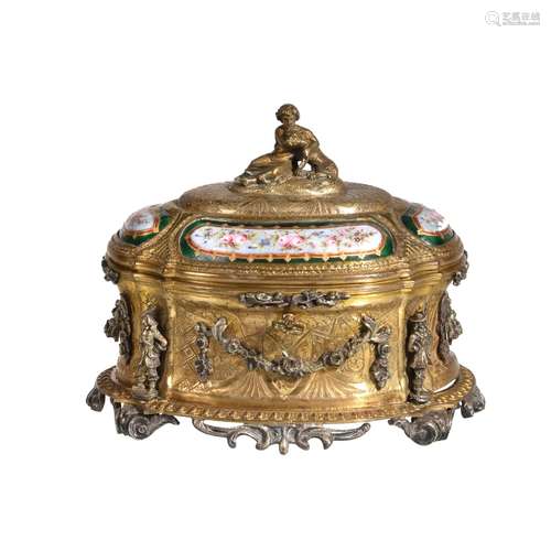 A French gilt metal and enamelled casket by Tahan of Paris