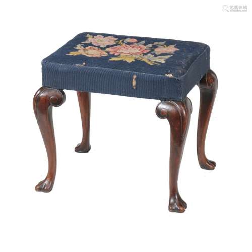 A Queen Anne walnut stool