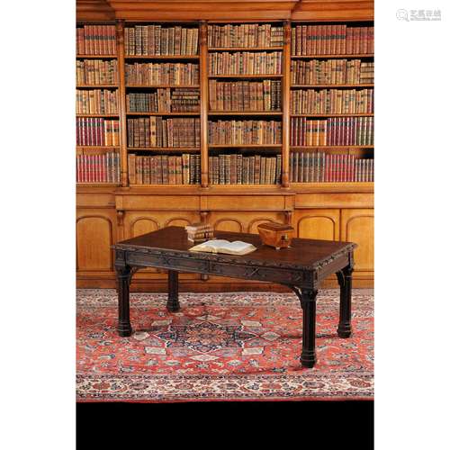 A Victorian oak library table