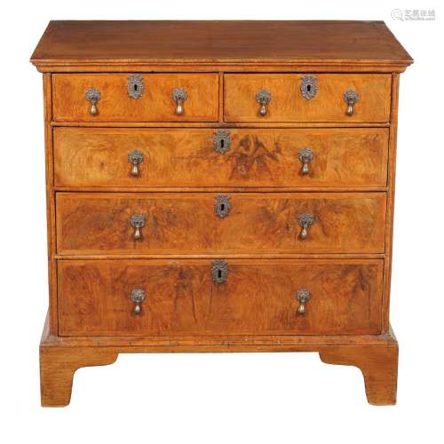 A William & Mary walnut and feather banded chest of drawers