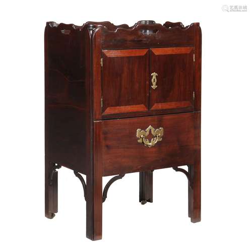 A George III mahogany tray top night commode