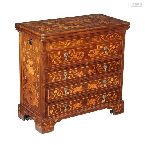 A Dutch walnut and inlaid metamorphic bachelors chest