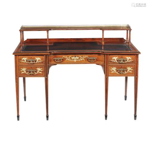 A Victorian rosewood and ivorine inlaid dressing table or desk