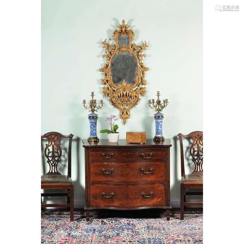 A George III mahogany serpentine fronted dressing chest