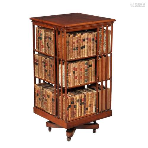 A Victorian walnut revolving bookcase, of ‘oversize’ scale