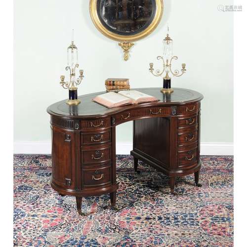 A Victorian mahogany kidney shaped desk