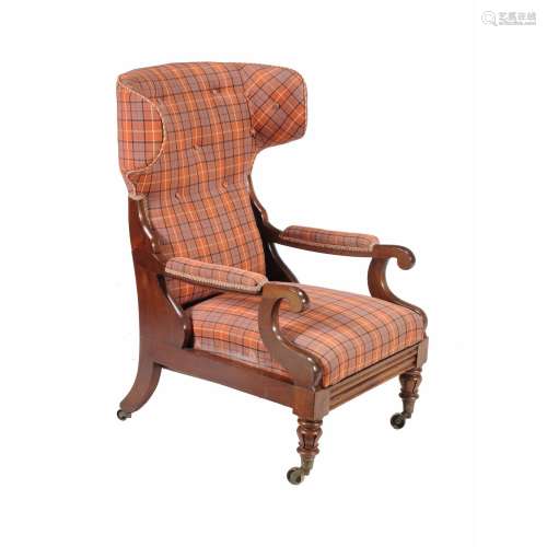 A William IV mahogany reclining armchair