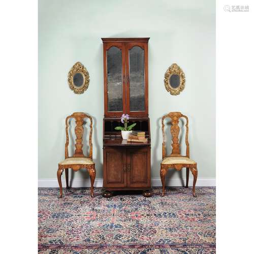 A George I walnut bureau bookcase