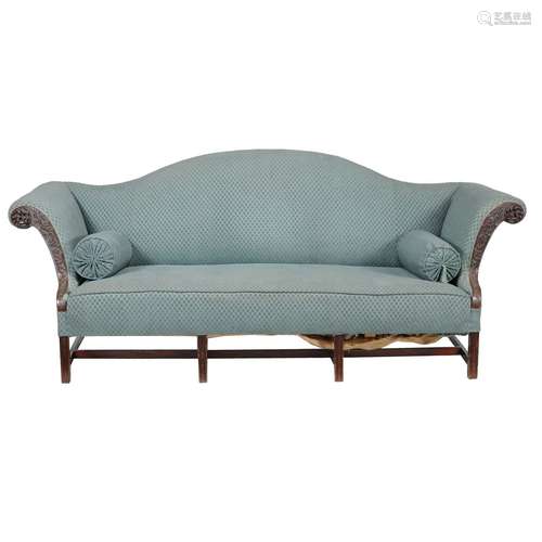 A mahogany and upholstered sofa