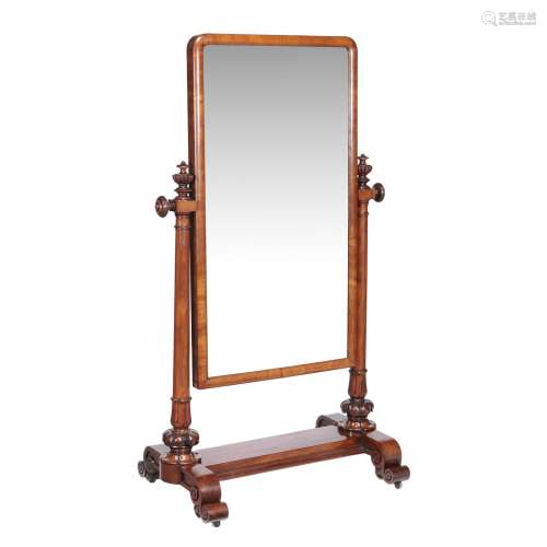 A William IV mahogany cheval mirror