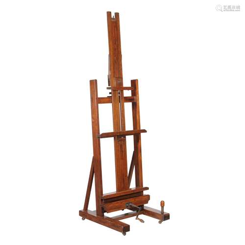 A Victorian oak artist’s adjustable studio easel