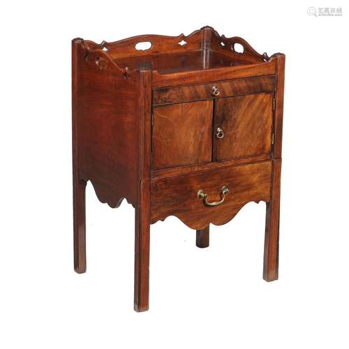 A George III mahogany tray top night commode