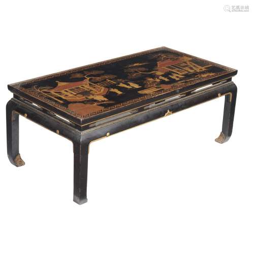 A Chinese black lacquer and gilt decorated coffee table
