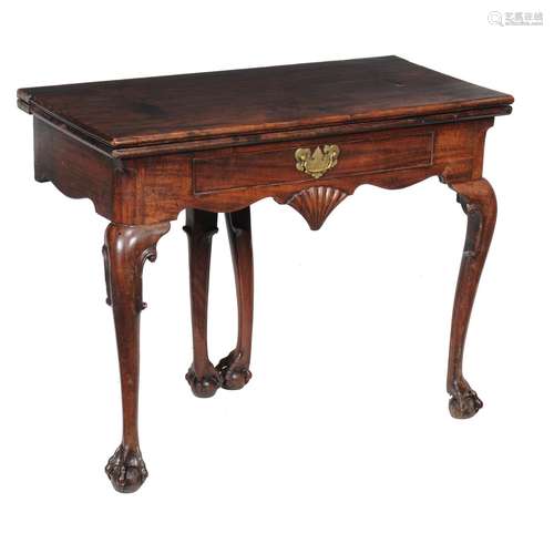 A George II Irish mahogany folding tea table