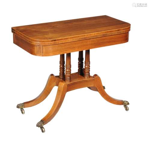 A Regency rosewood and inlaid folding card table