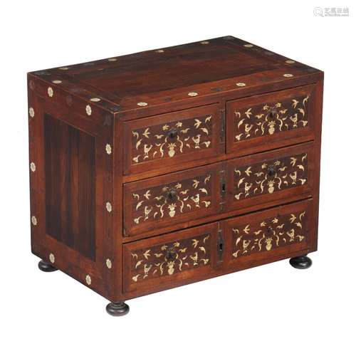 An Indo-Portuguese rosewood table top cabinet