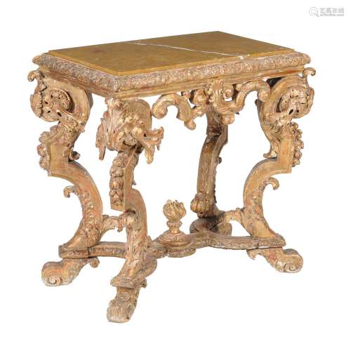 A Charles II carved giltwood and gesso console table,
