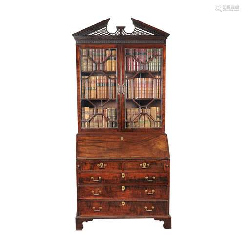 A George II mahogany bureau bookcase