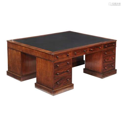 A George IV mahogany partners pedestal desk