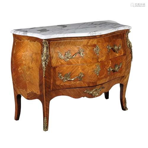 A kingwood, tulipwood and specimen marquetry commode