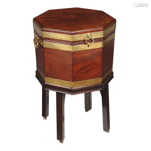 A George III mahogany and brass bound wine cooler