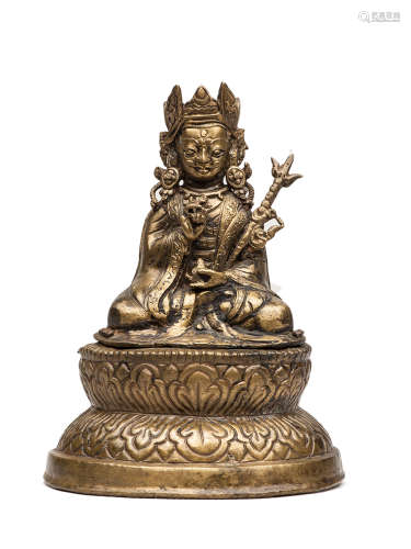 不丹 18-19世紀 銅鎏金蓮花生大士坐像