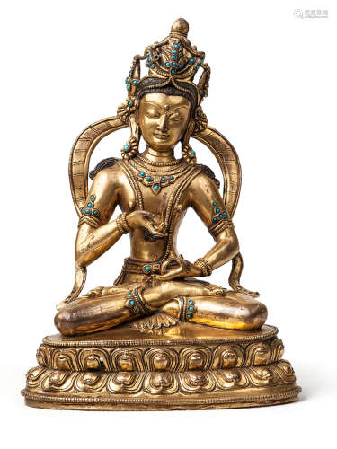 西藏 16-17世紀 銅鎏金金剛薩埵坐像