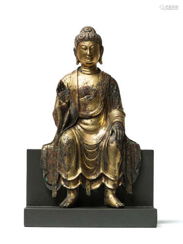 唐 銅鎏金彌勒菩薩坐像