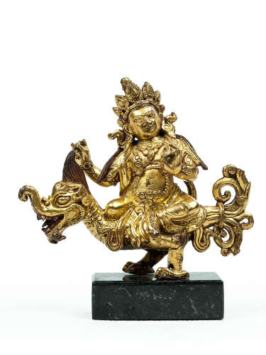 清早期 銅鎏金白財神像