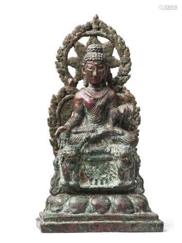 斯瓦特 8-9世紀 銅嵌銀眼釋迦牟尼坐像