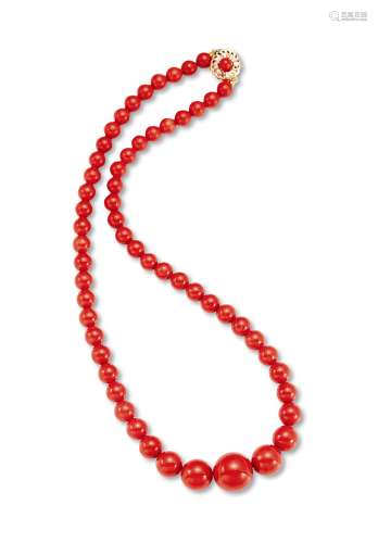 天然红珊瑚珠链