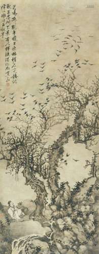 谢时臣（1488～1567后） 1558年作 秋林暮鸦图 立轴 纸本