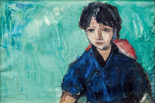 黄锐（b.1952） 1980年作 女朋友肖像 布面油画
