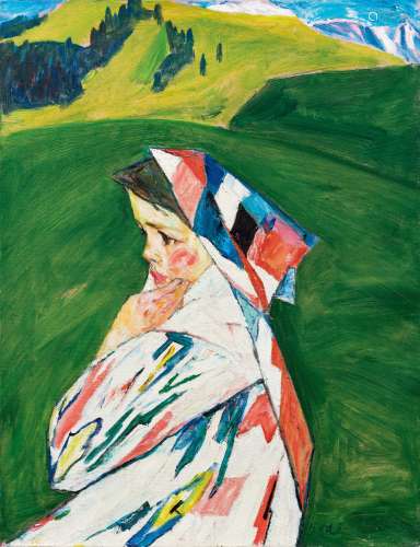 罗尔纯（1930～2015） 1987年作 新疆姑娘 布面油画