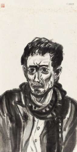符罗飞（1896～1971） 1940年代 自画像 纸本水墨