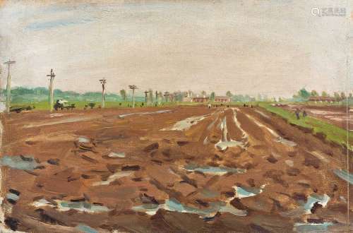 吕斯百（1905～1973） 田野 木板油画