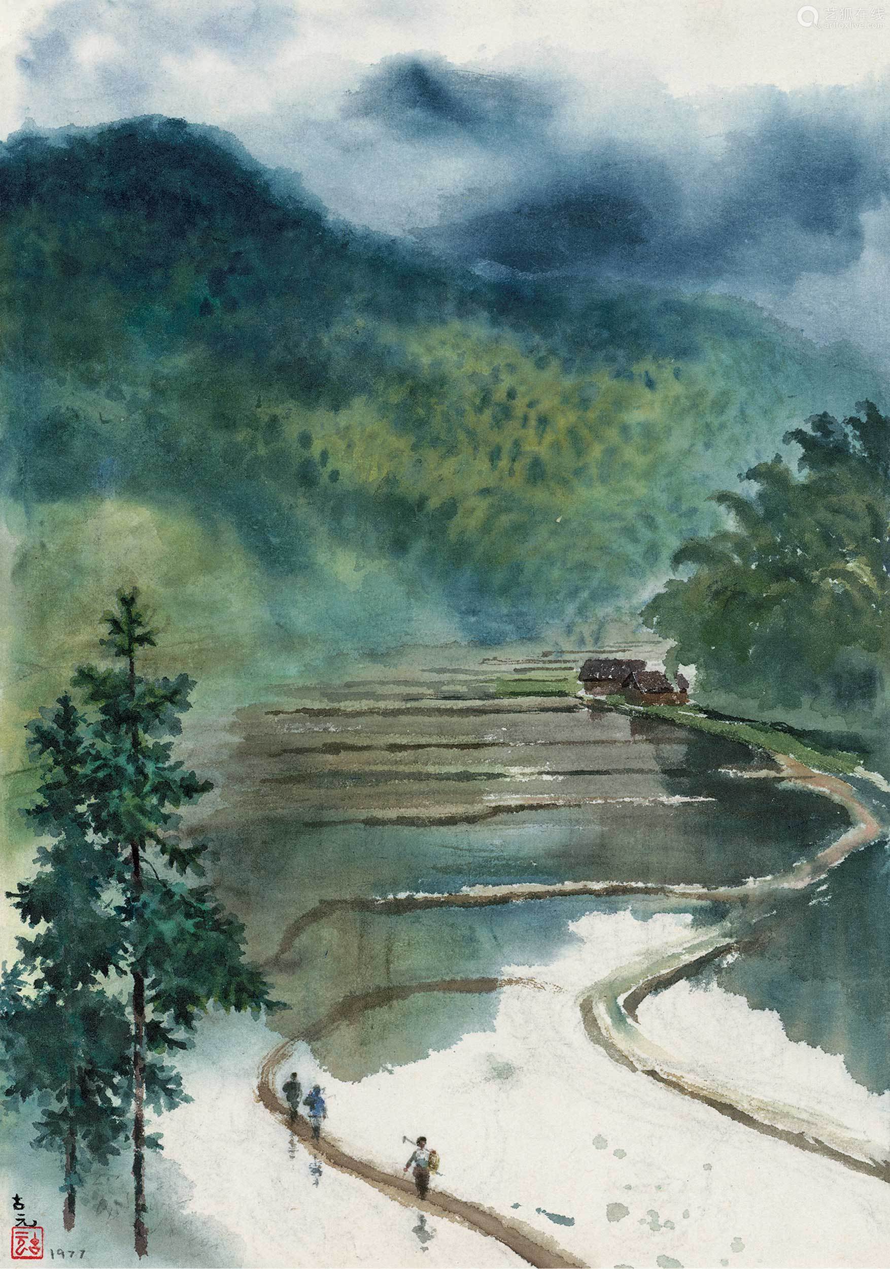 古元 1919 1996 1977年作井岗山梯田纸本水彩 Deal Price Picture 古元 1919 1996 1977年作井岗山梯田纸本水彩 Deal Price Picture