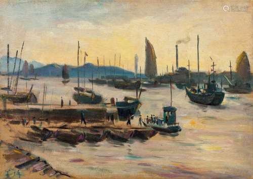 胡善馀（1909～1993） 1950年代 舟山渔家 布面油画