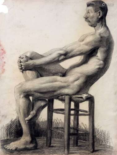 吕霞光（1906～1994） 1930年代 素描男人体 纸本素描