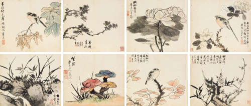 蓝瑛（1585～1666） 花鸟杂画册 册页 纸本