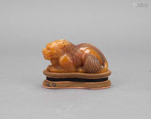 A Shoushan soapstone carving of mythical beast