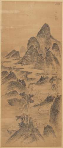 Ink on paper 'landscape' painting attributed to Mi Youren