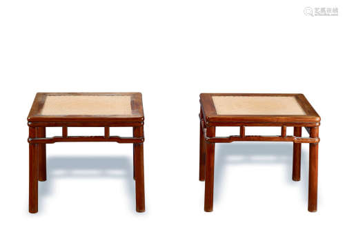 A pair of Huanghuali square stools