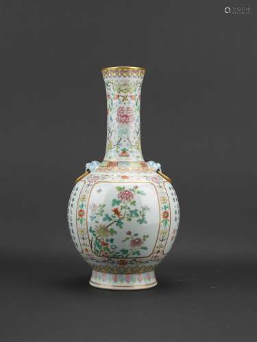 A famille rose 'plum blossom' and poems vase