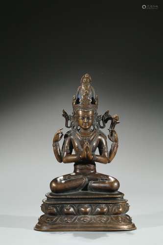 A copper alloy figure of Avalokiteshvara